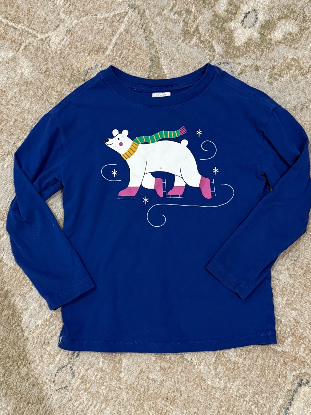 Hanna Andersson Blue Polar Bear Long Sleeve Tee Shirt Top - Kids Girls 110 5